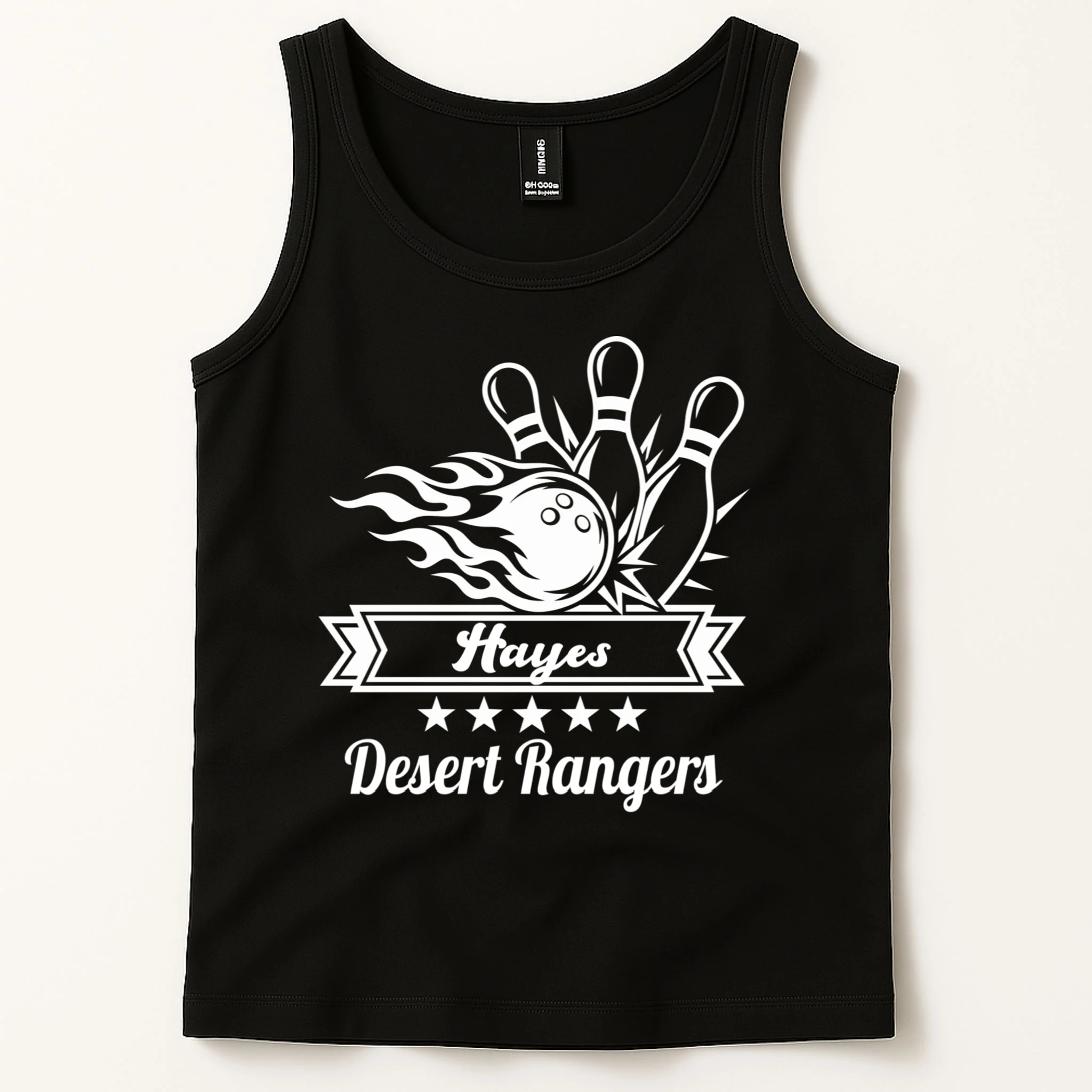 Customizable Bowling Team Name & Player Name – Fiery Strike Sports Men's Tank Top - Front 1