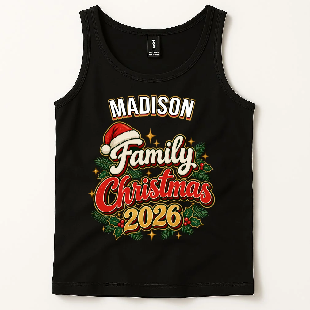 Family Christmas 2026 – Retro Vintage Santa Holiday Men's Tank Top - Front 1