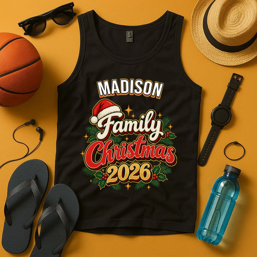 Family Christmas 2026 – Retro Vintage Santa Holiday Men's Tank Top - Front 3