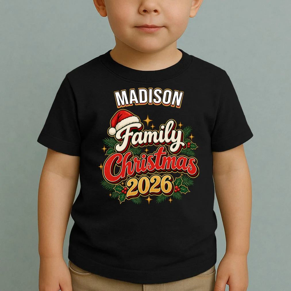 Family Christmas 2026 – Retro Vintage Santa Holiday Toddler T-Shirt - Front 1