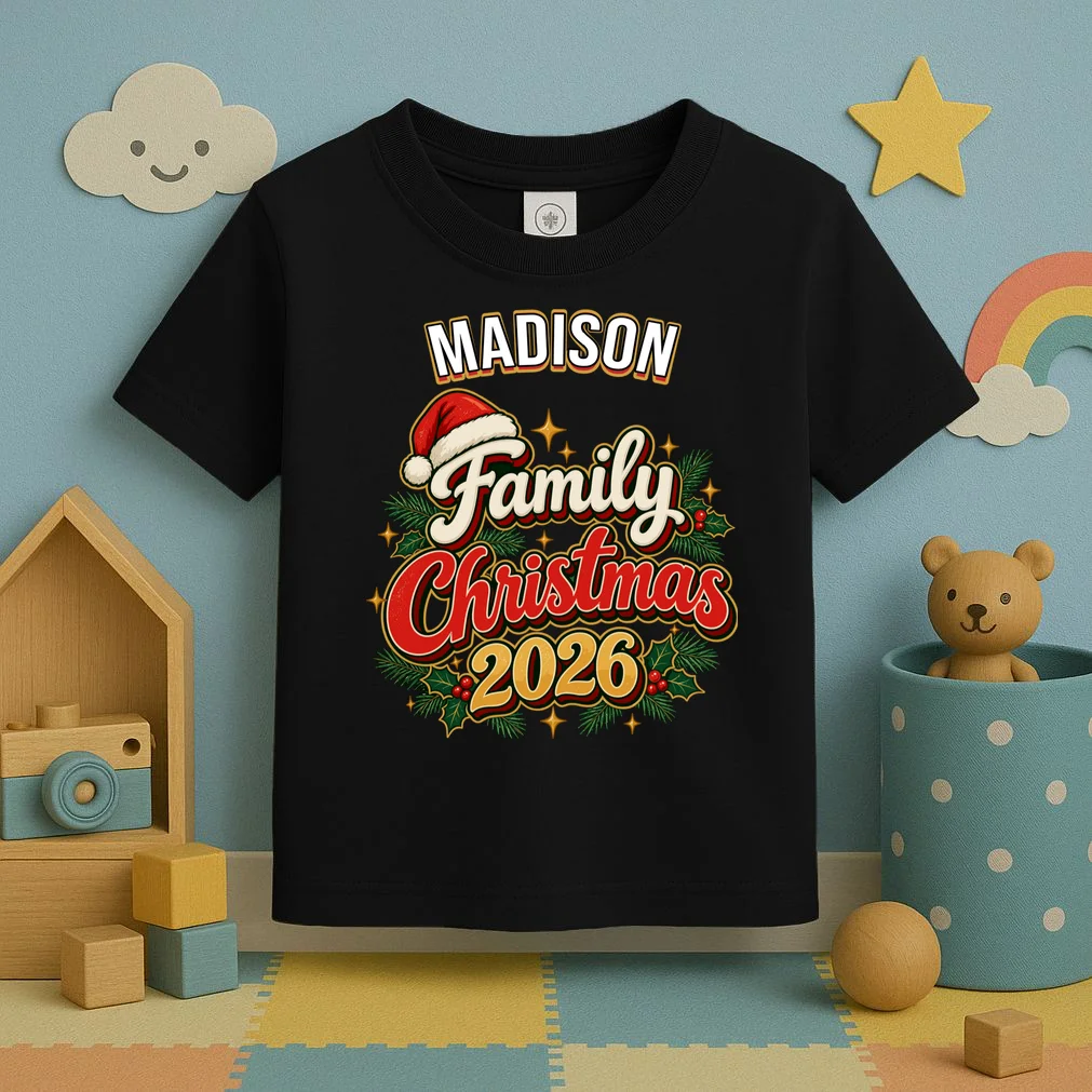 Family Christmas 2026 – Retro Vintage Santa Holiday Toddler T-Shirt - Front 2