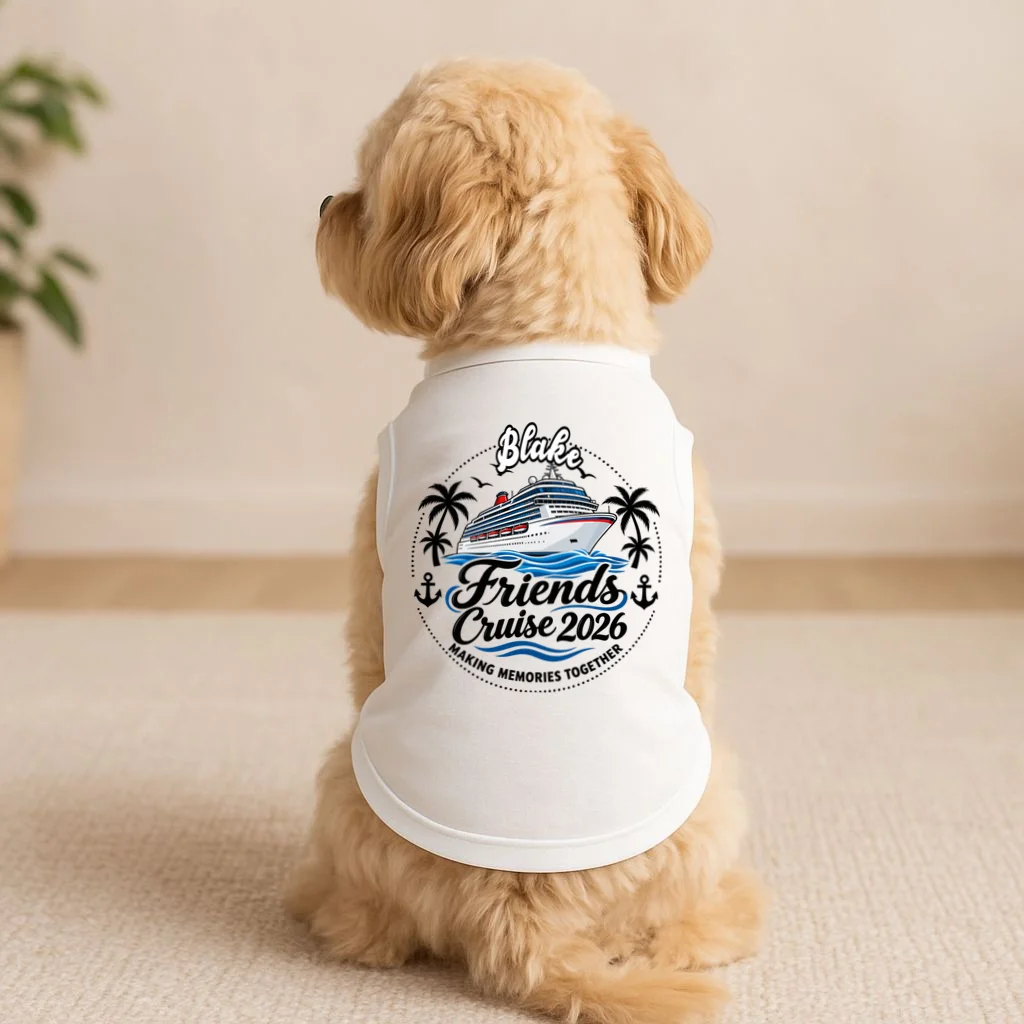 Friends Cruise 2026 – Personalized Cruise Trip & Friendship Design Doggie Tank - Front 1