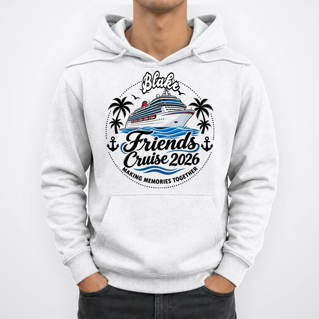 Friends Cruise 2026 – Personalized Cruise Trip & Friendship Design Men's Hoodie - Front 1