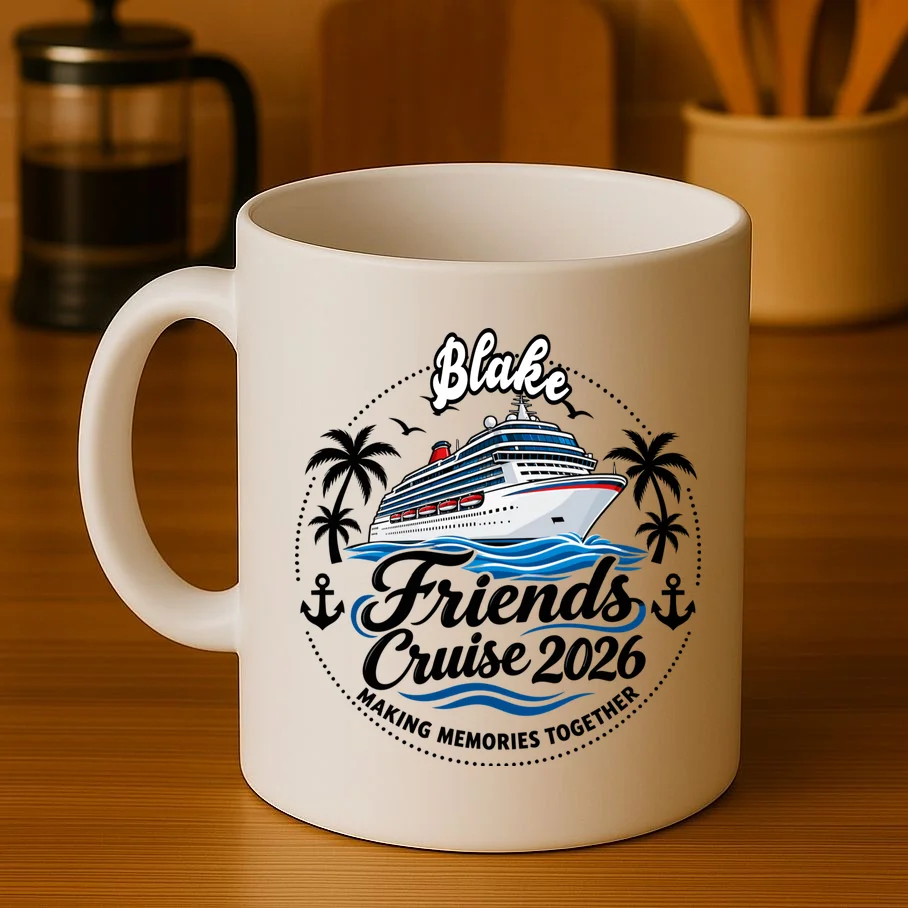 Friends Cruise 2026 – Personalized Cruise Trip & Friendship Design Mug - Front 3