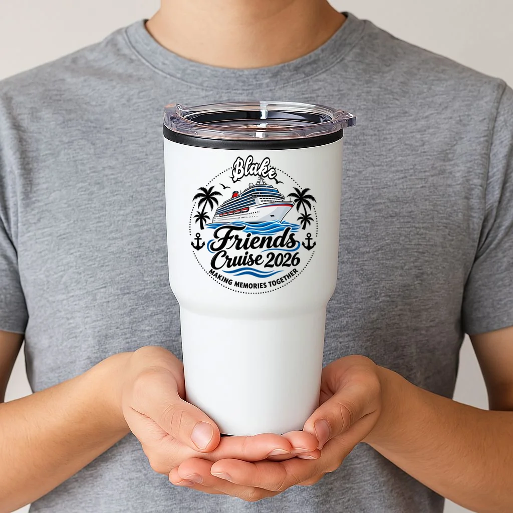 Friends Cruise 2026 – Personalized Cruise Trip & Friendship Design 20oz Tumbler - Front 1