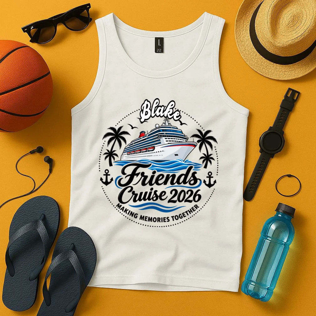 Friends Cruise 2026 – Personalized Cruise Trip & Friendship Design Men's Tank Top - Front 3