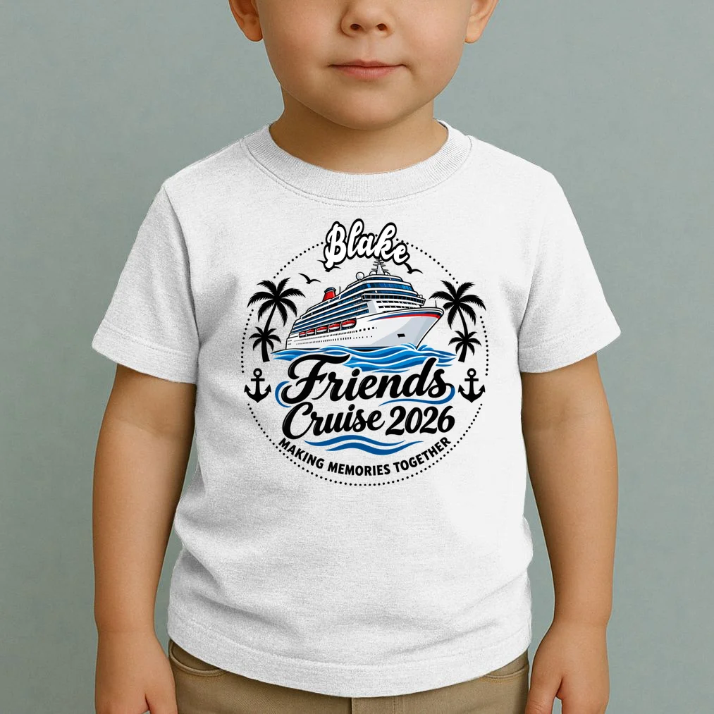 Friends Cruise 2026 – Personalized Cruise Trip & Friendship Design Toddler T-Shirt - Front 1
