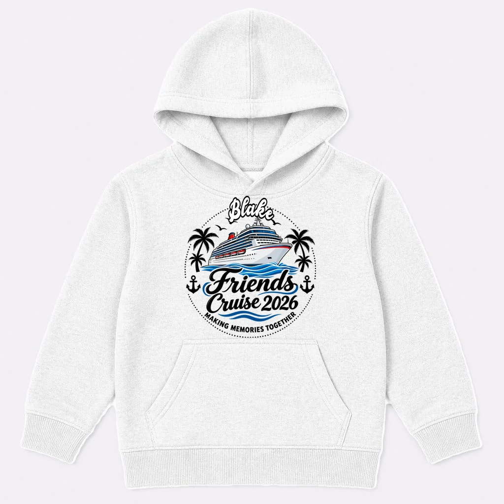 Friends Cruise 2026 – Personalized Cruise Trip & Friendship Design Kids Hoodie Front