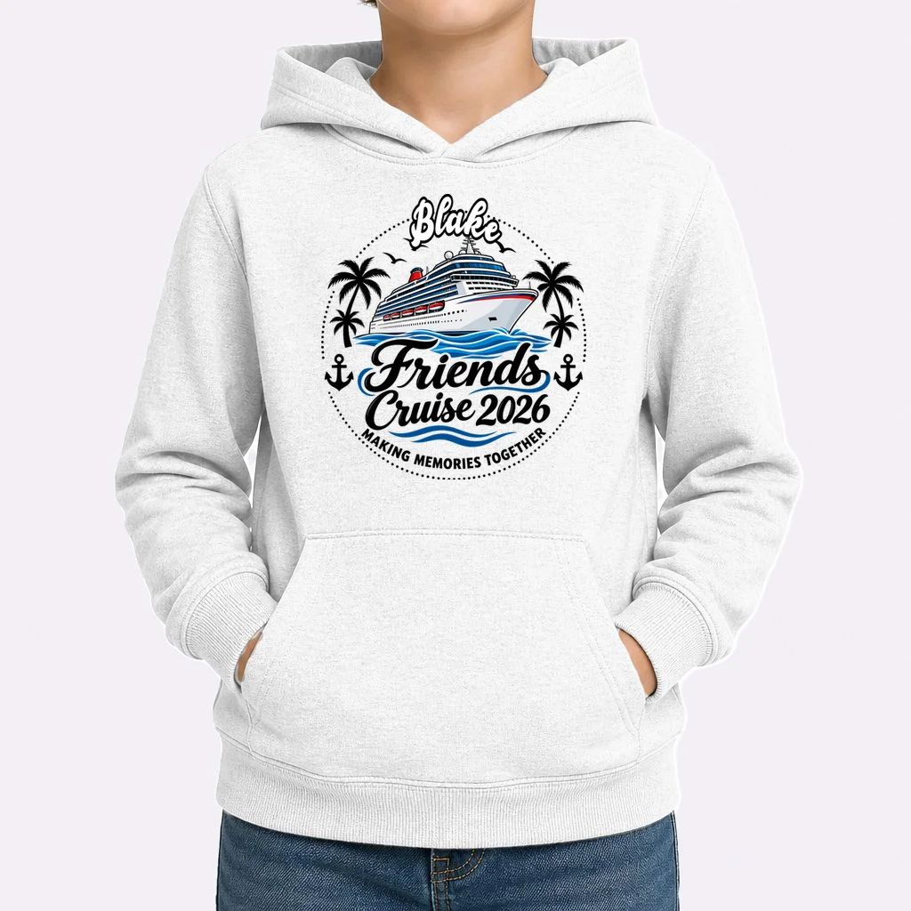 Friends Cruise 2026 – Personalized Cruise Trip & Friendship Design Kids Hoodie - Front 1