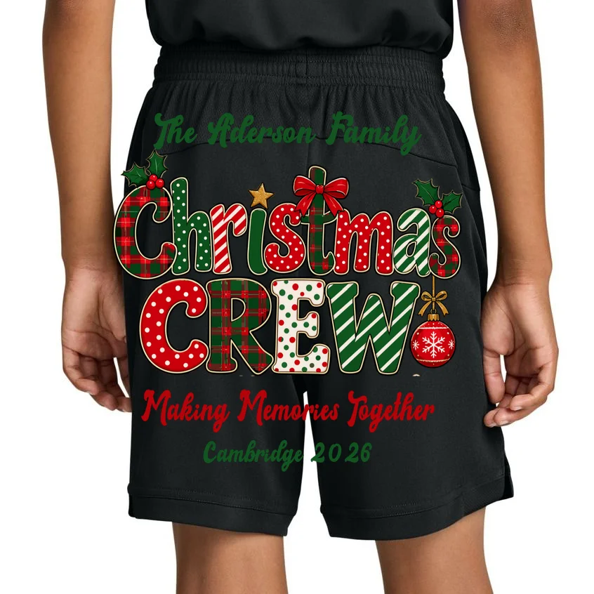 Family Christmas Crew Making Memories Together 2026 Kids Shorts - Back 1