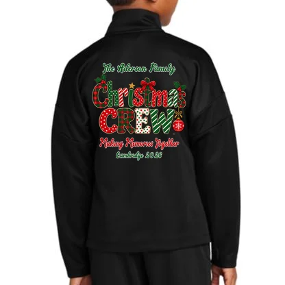 Family Christmas Crew Making Memories Together 2026 Kids Jacket - Back - Close-up