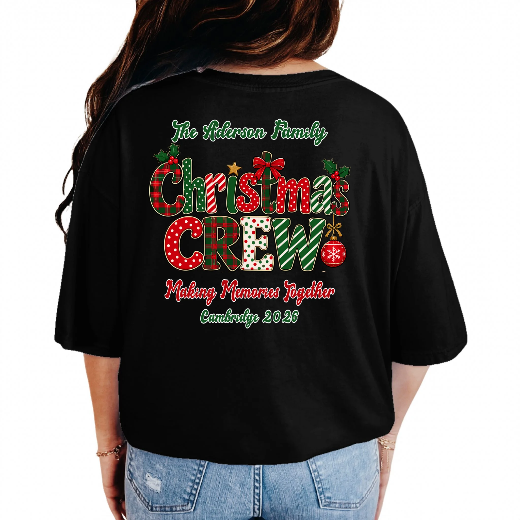 Family Christmas Crew Making Memories Together 2026 Comfort Colors Unisex T-Shirt - Back