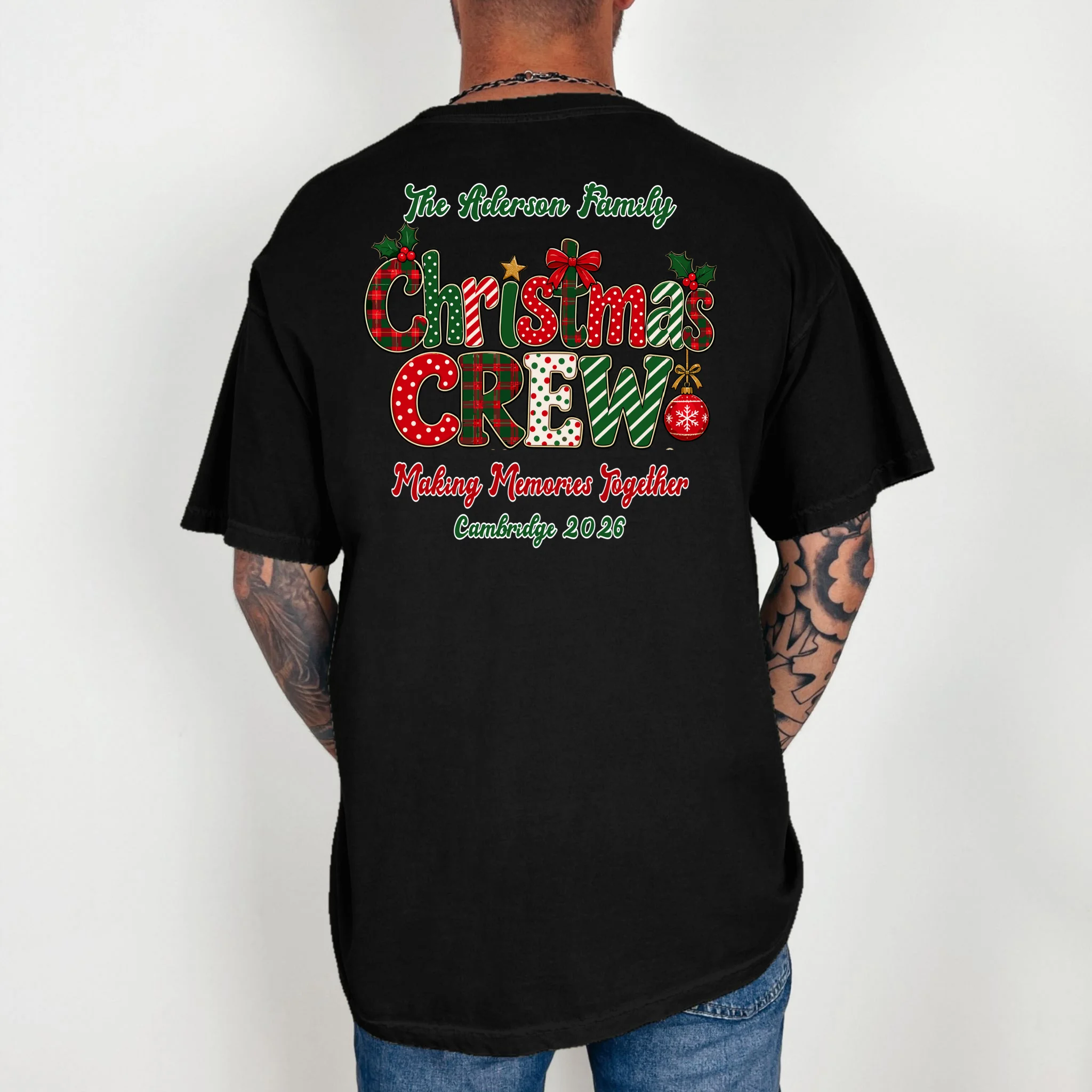 Family Christmas Crew Making Memories Together 2026 Comfort Colors Unisex T-Shirt - Back 2
