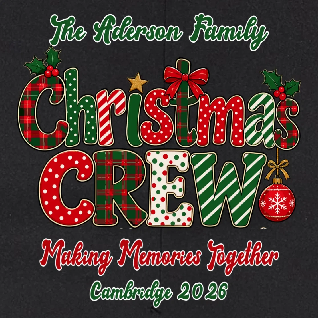 Family Christmas Crew Making Memories Together 2026 Flexfit Men's Snapback Hat - Back - Close-up