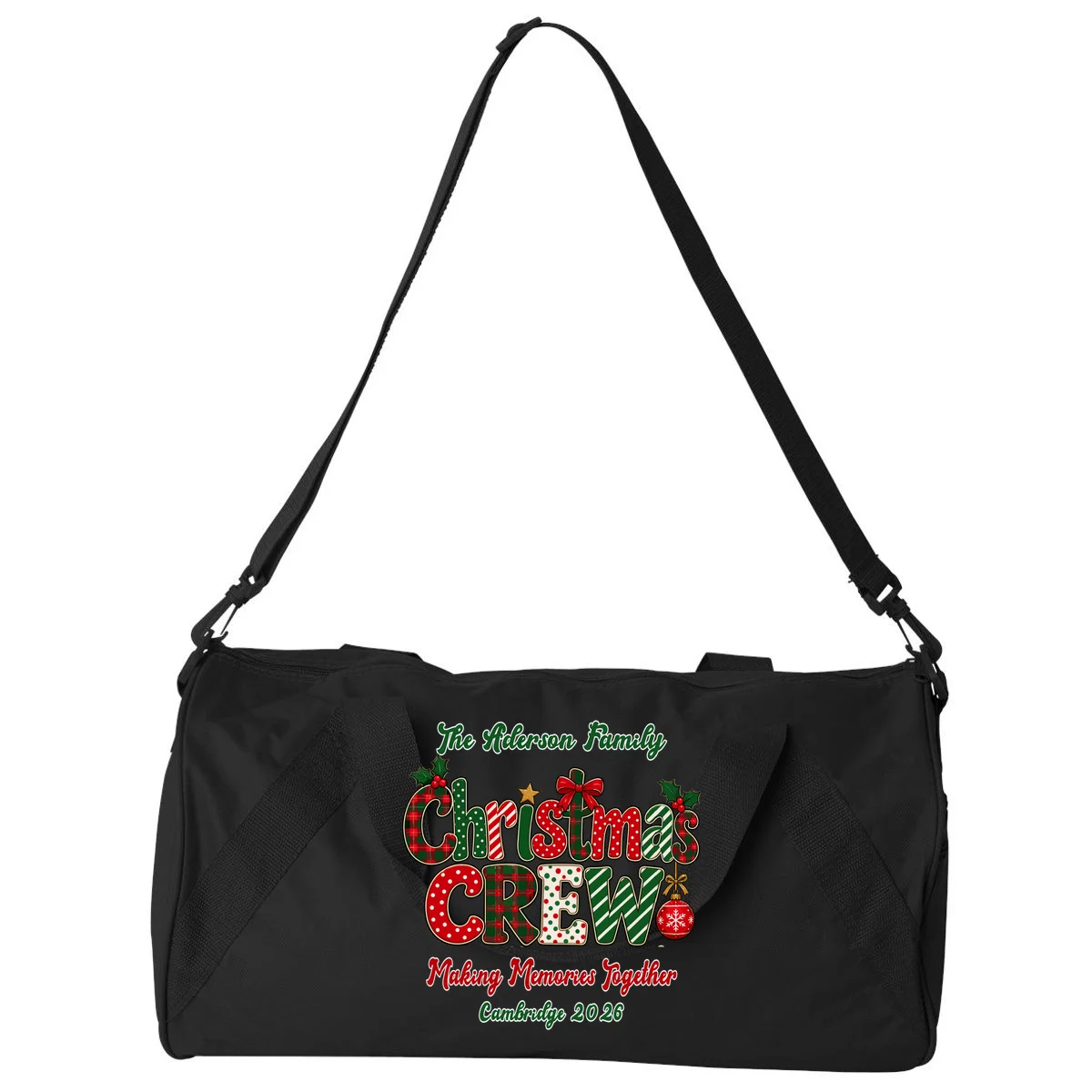 Family Christmas Crew Making Memories Together 2026 Duffel Bag - Back