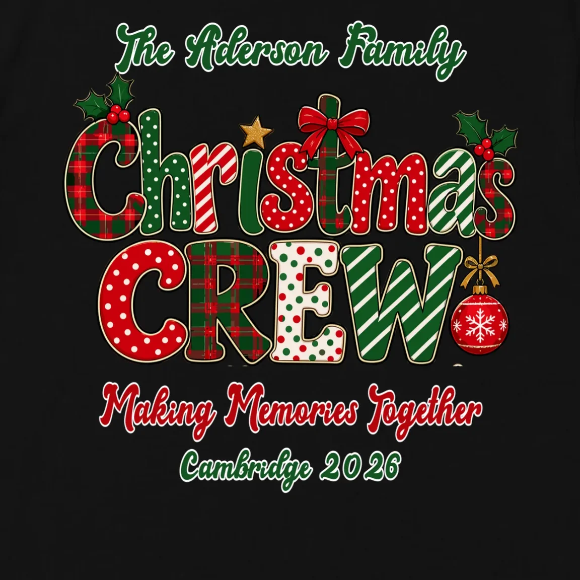 Family Christmas Crew Making Memories Together 2026 Men's T-Shirt - Back - Close-up