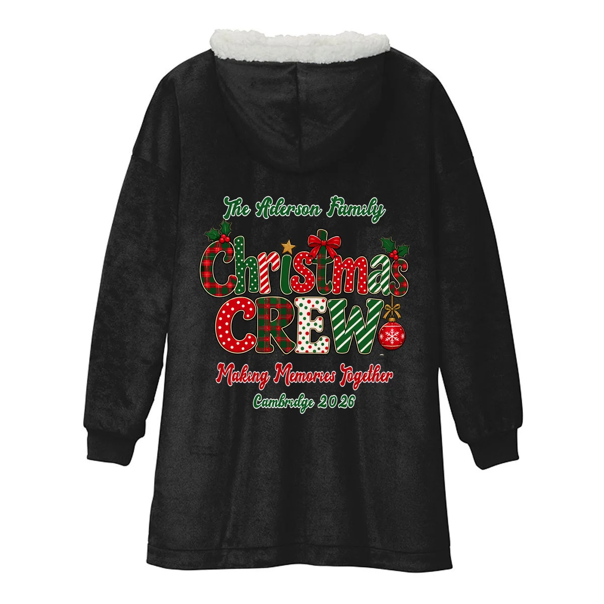 Family Christmas Crew Making Memories Together 2026 Hooded Blanket - Back