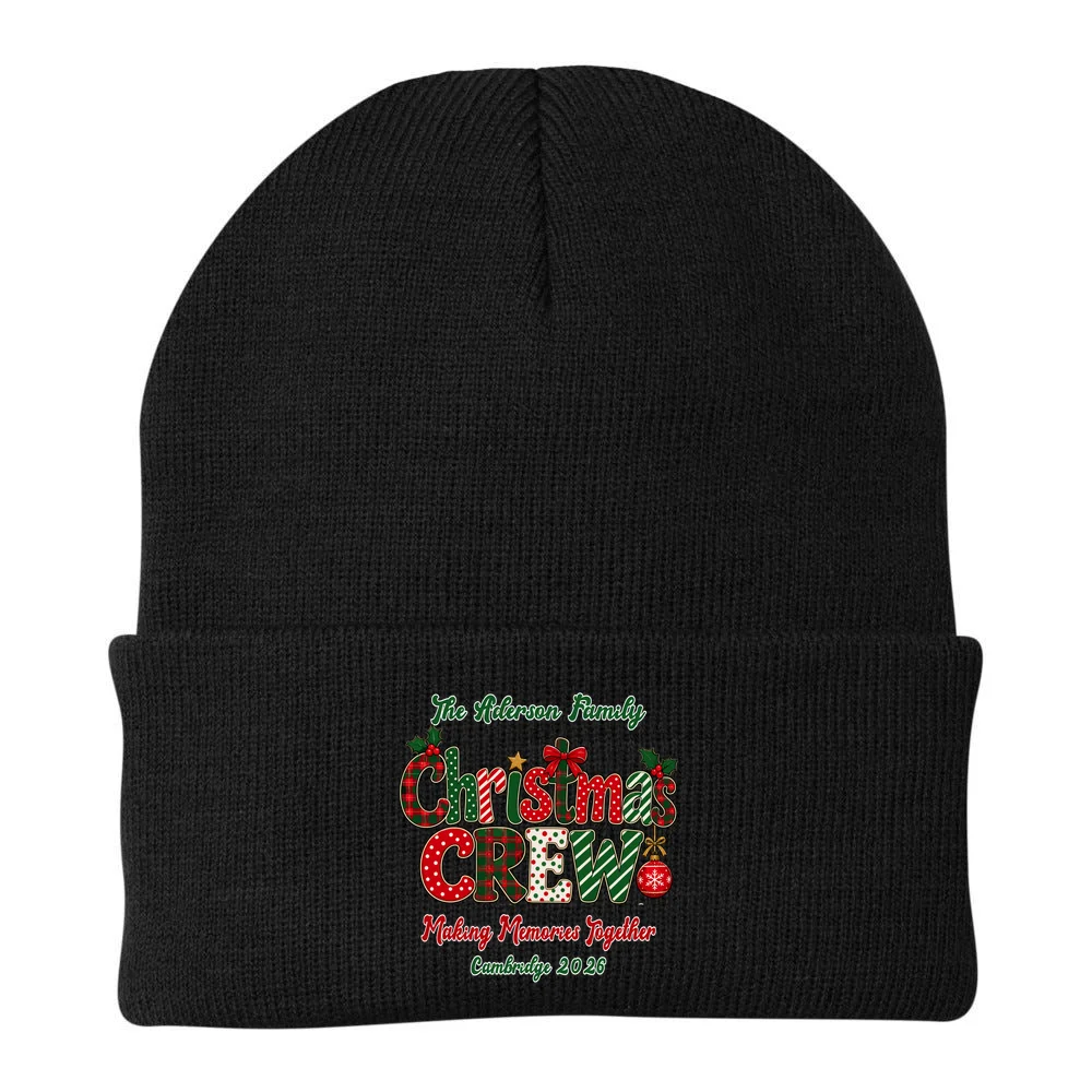 Family Christmas Crew Making Memories Together 2026 Beanie - Back - Close-up