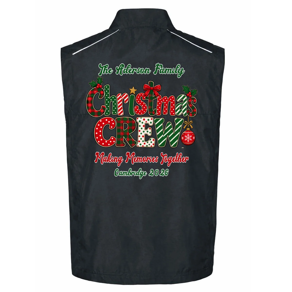 Family Christmas Crew Making Memories Together 2026 Men's Vest - Back - Close-up