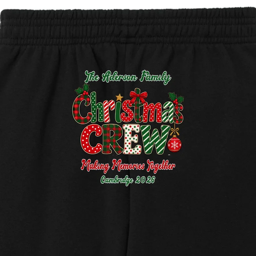 Family Christmas Crew Making Memories Together 2026 Kids Fleece Sweatpants - Back - Close-up