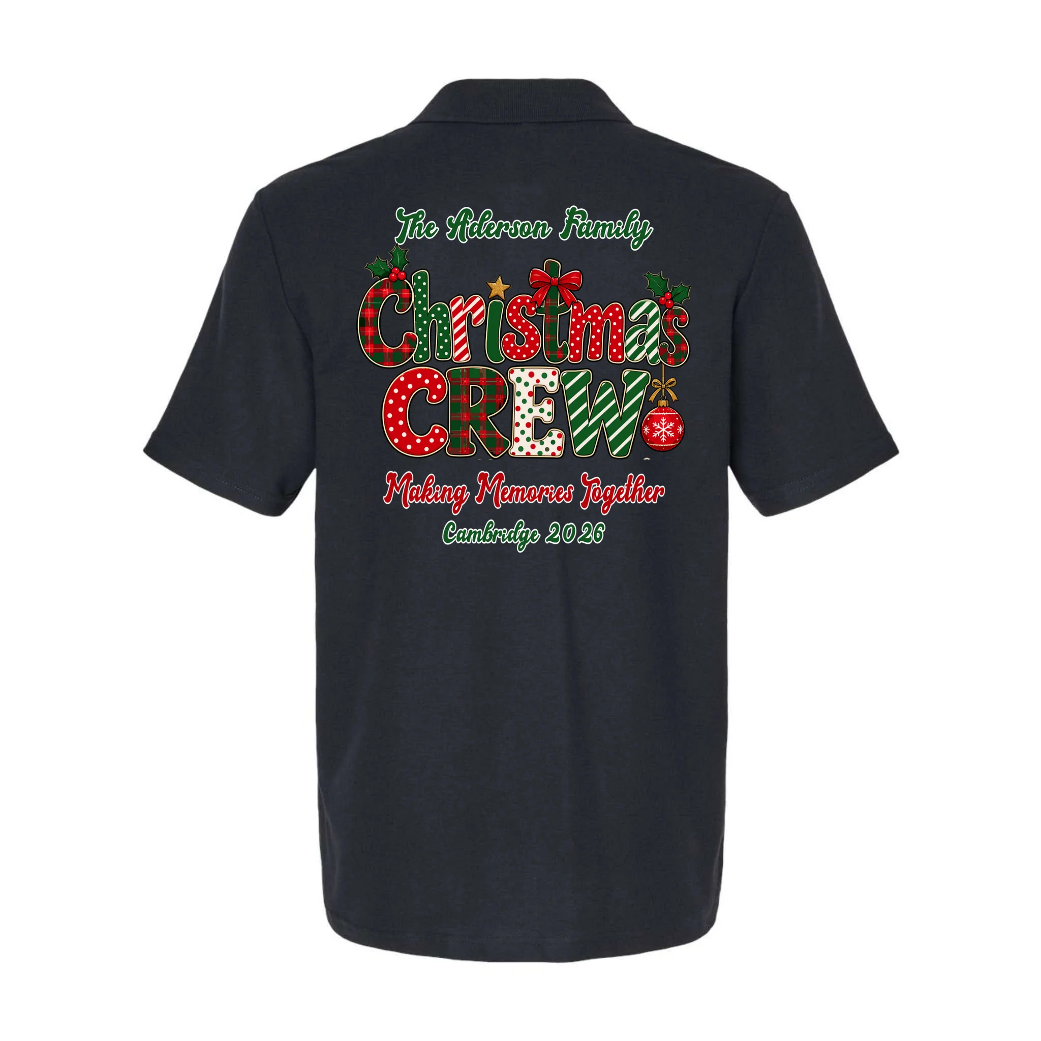 Family Christmas Crew Making Memories Together 2026 Men's Polo - Back