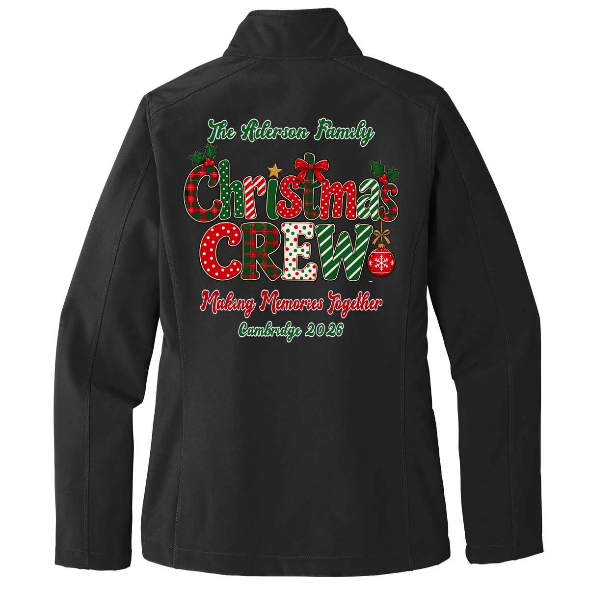 Family Christmas Crew Making Memories Together 2026 Women's Soft Jacket - Back - Close-up
