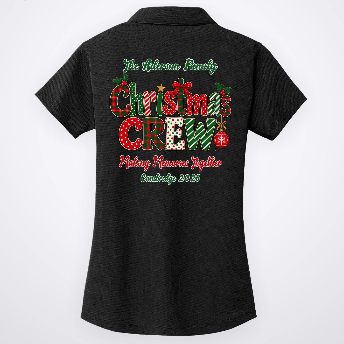 Family Christmas Crew Making Memories Together 2026 Women's Polo - Back - Close-up