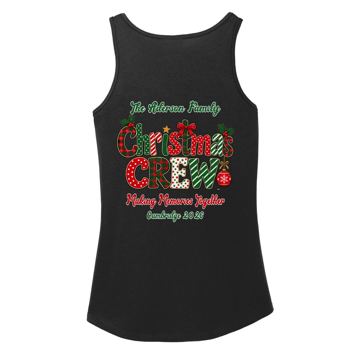 Family Christmas Crew Making Memories Together 2026 Women's Tank Top - Back - Close-up