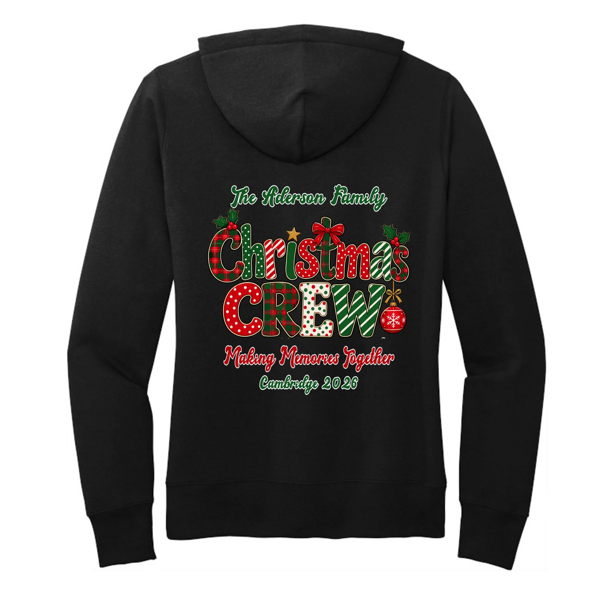 Family Christmas Crew Making Memories Together 2026 Women's Pullover Hoodie - Back