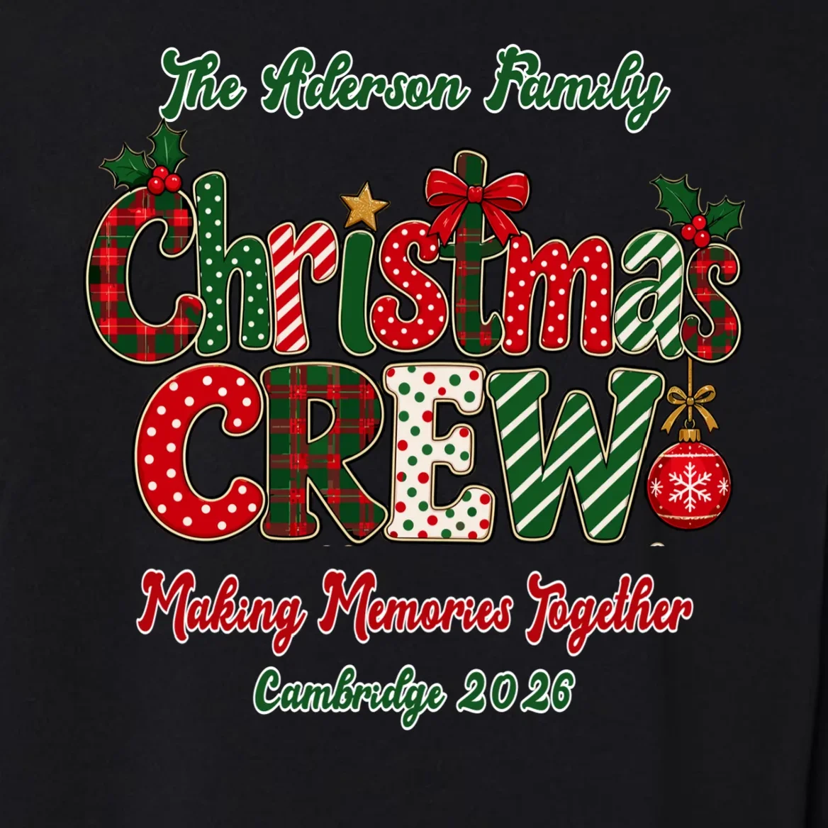 Family Christmas Crew Making Memories Together 2026 Men's Pullover Quarter Zip - Back - Close-up