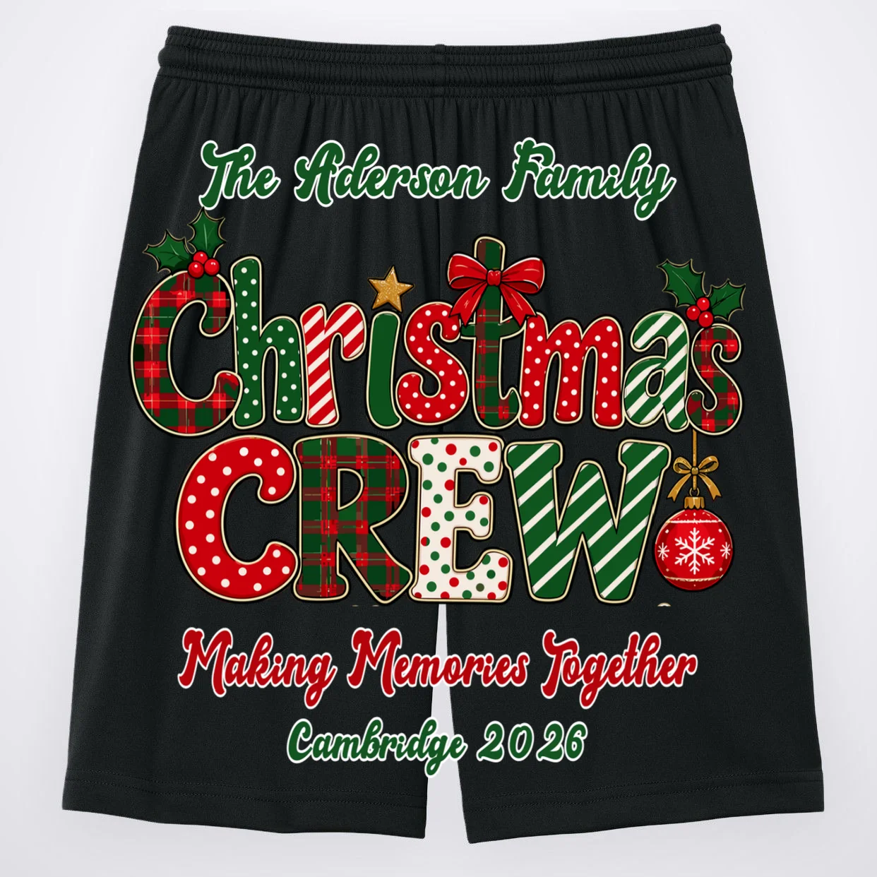 Family Christmas Crew Making Memories Together 2026 Men's Shorts - Back