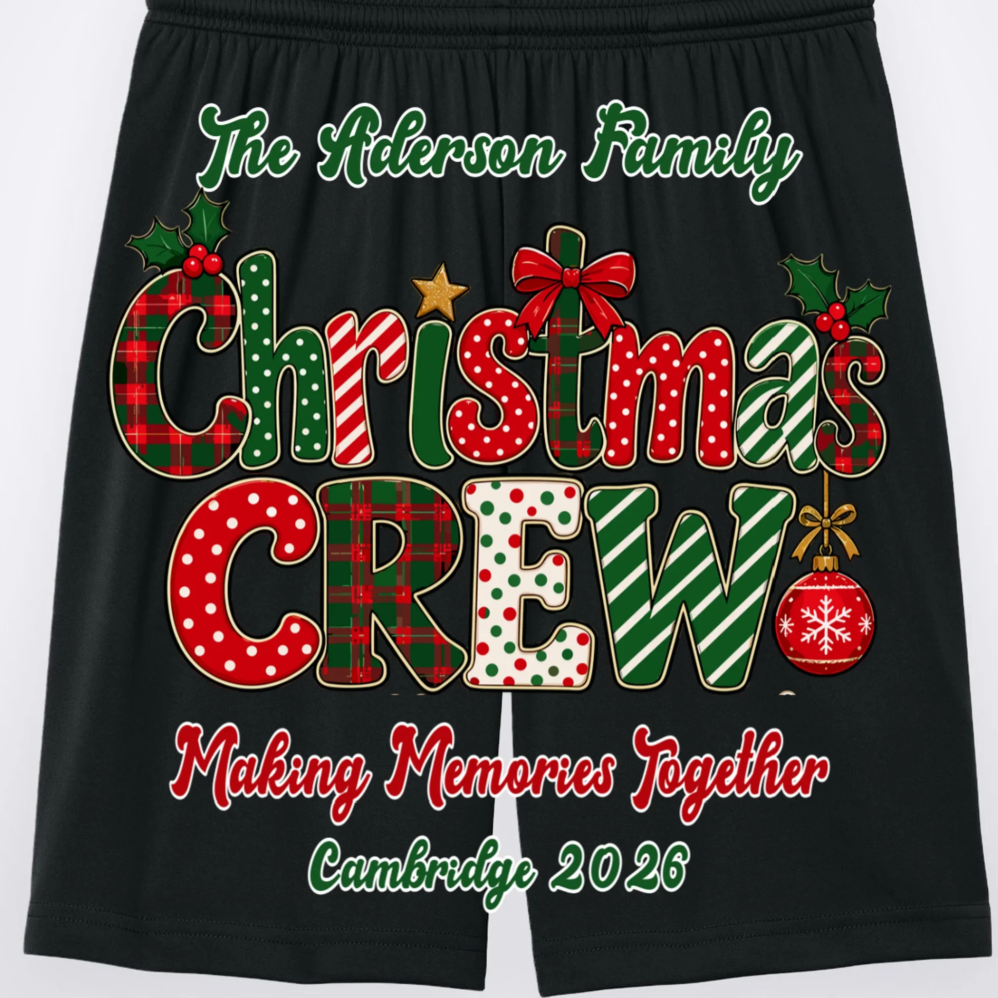 Family Christmas Crew Making Memories Together 2026 Men's Shorts - Back - Close-up