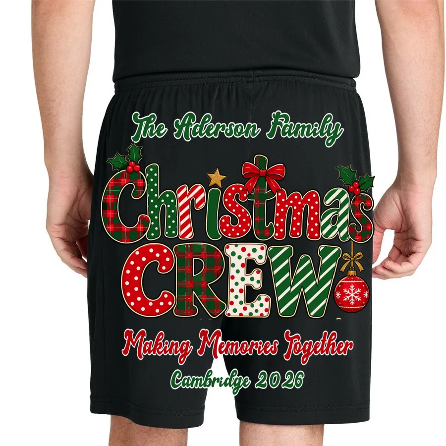 Family Christmas Crew Making Memories Together 2026 Men's Shorts - Back 1