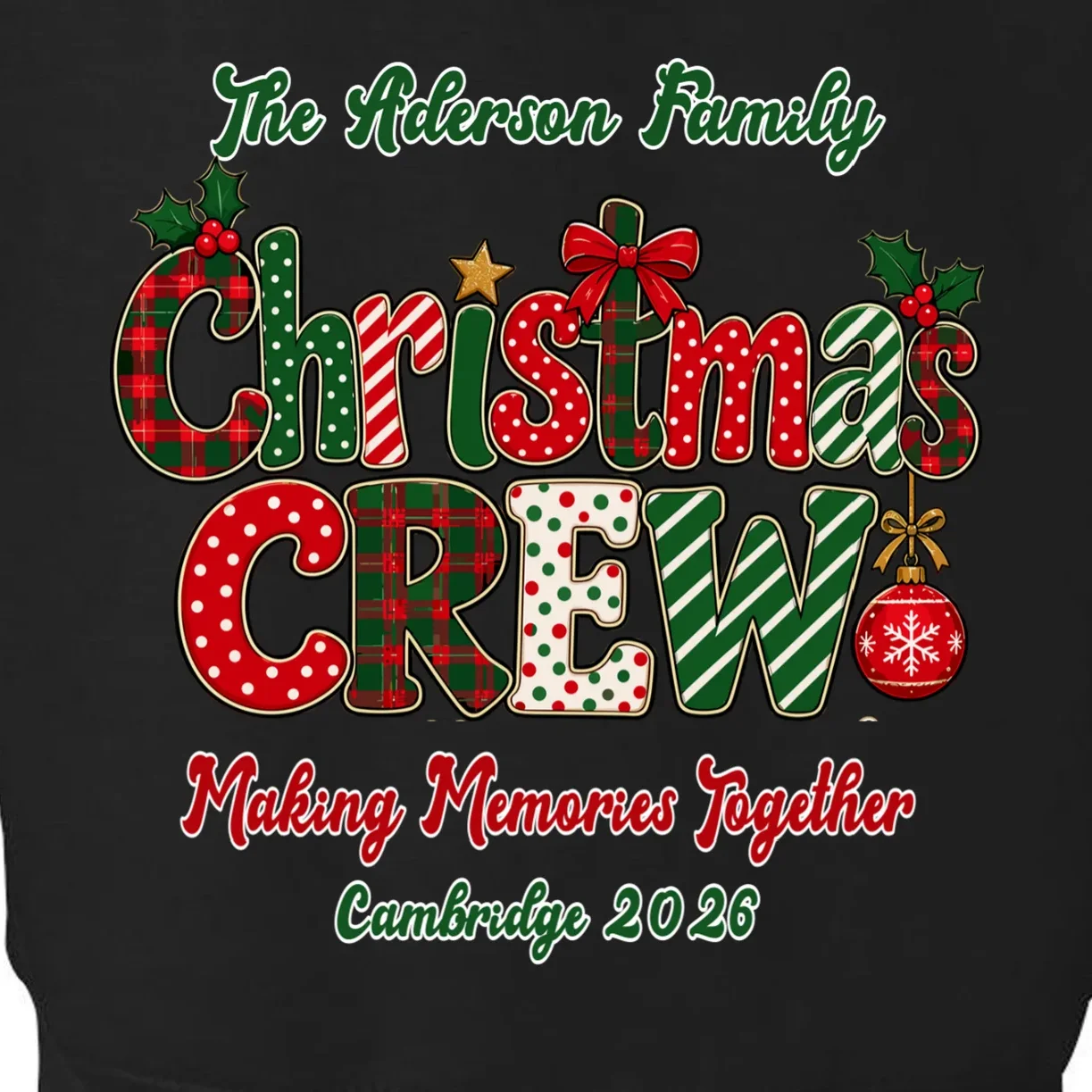 Family Christmas Crew Making Memories Together 2026 Toddler Hoodie - Back - Close-up
