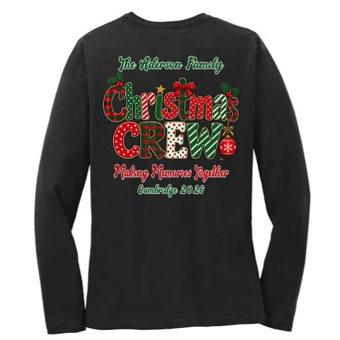 Family Christmas Crew Making Memories Together 2026 Women's Long Sleeve Shirt - Back - Close-up