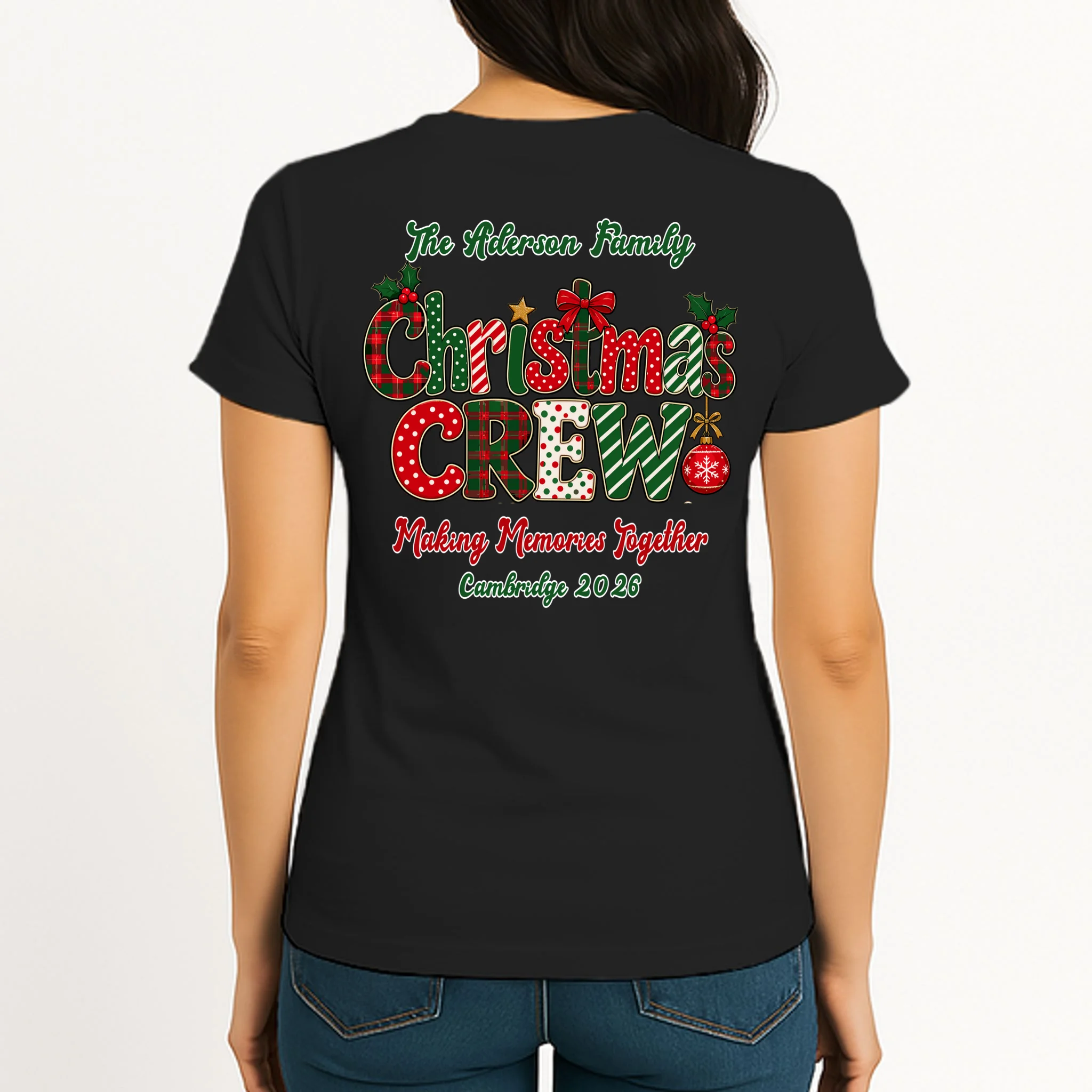 Family Christmas Crew Making Memories Together 2026 Women's T-Shirt - Back