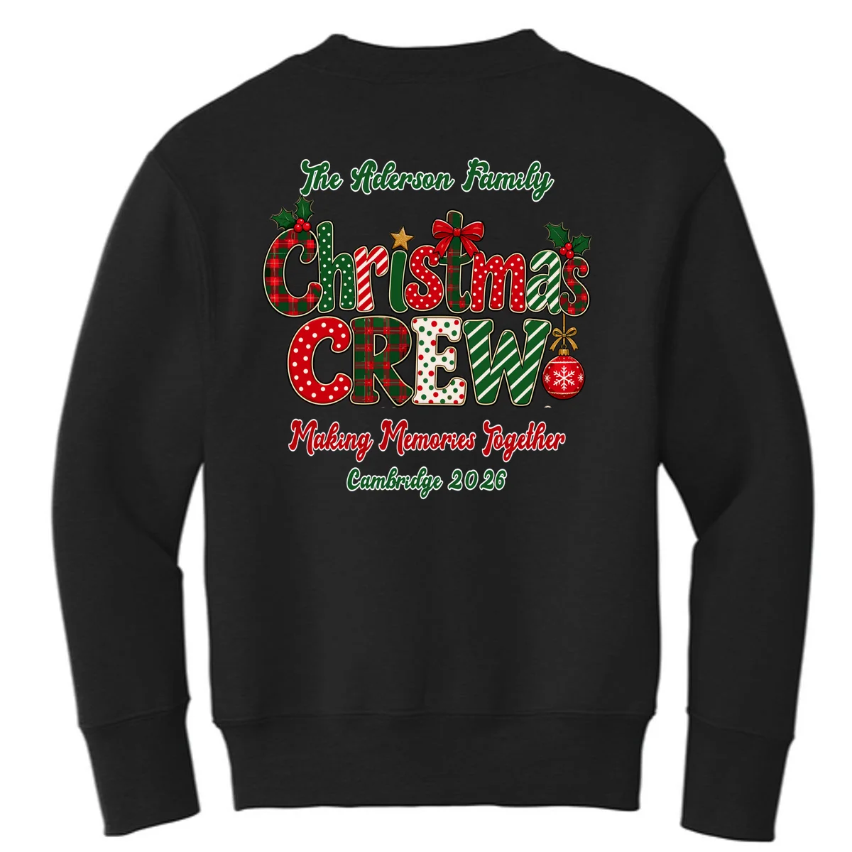 Family Christmas Crew Making Memories Together 2026 Kids Sweatshirt - Back