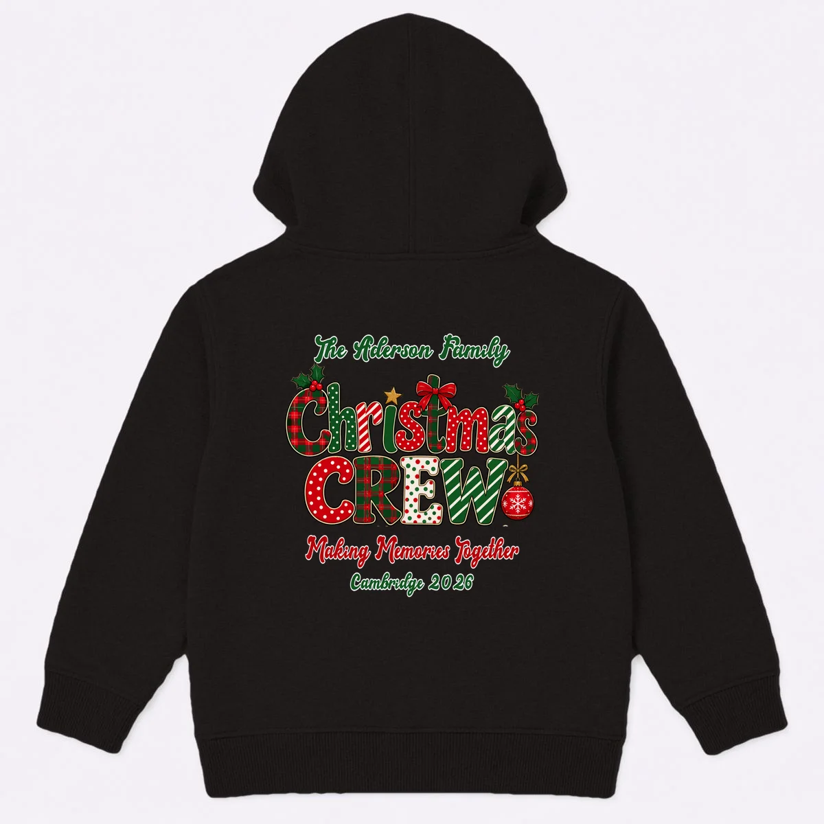 Family Christmas Crew Making Memories Together 2026 Kids Hoodie - Back