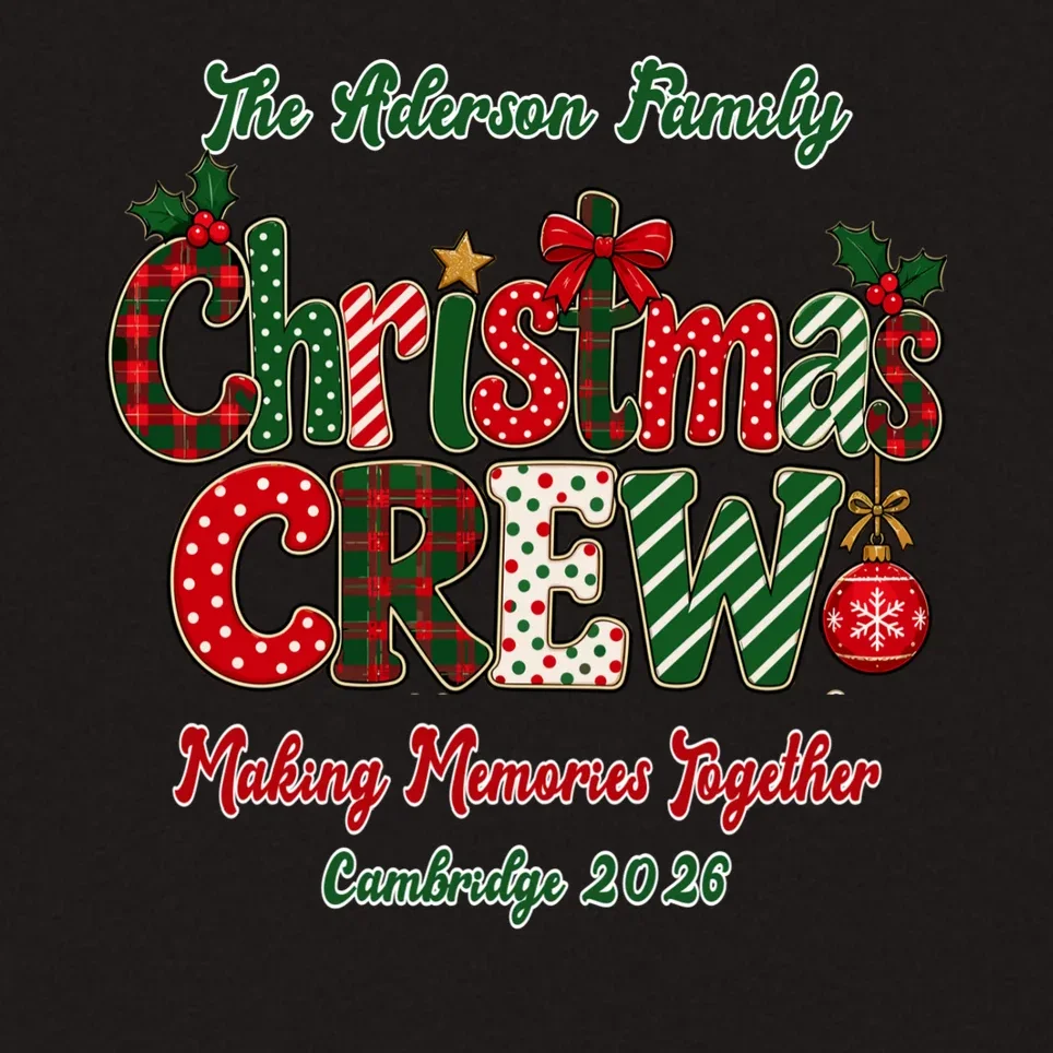 Family Christmas Crew Making Memories Together 2026 Kids Hoodie - Back - Close-up