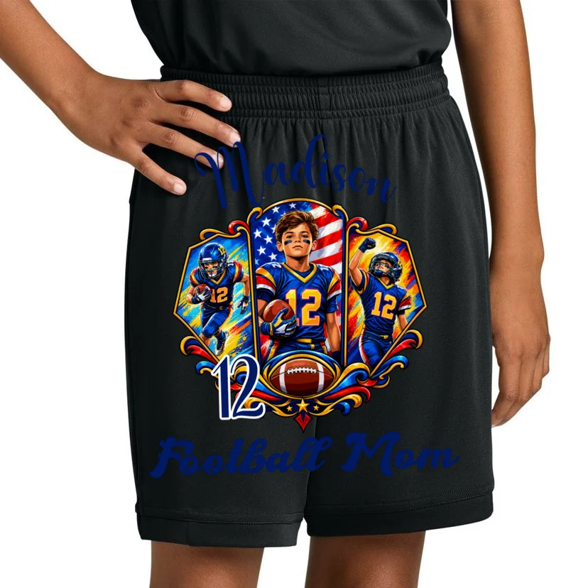 Personalized Football Championship Spirit Graphic -  Custom Name & Number Design Kids Shorts - Front 1