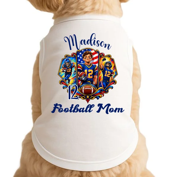 Personalized Football Championship Spirit Graphic -  Custom Name & Number Design Doggie Tank Front