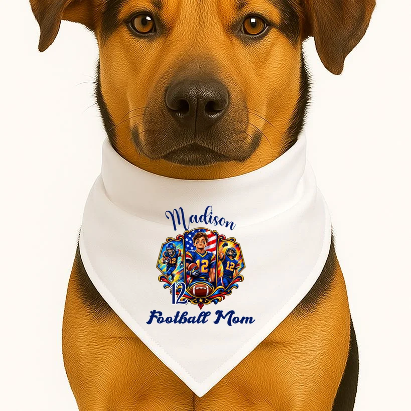 Personalized Football Championship Spirit Graphic -  Custom Name & Number Design Dog Bandana - Front 1