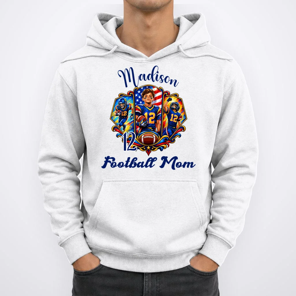 Personalized Football Championship Spirit Graphic -  Custom Name & Number Design Men's Hoodie - Front 1