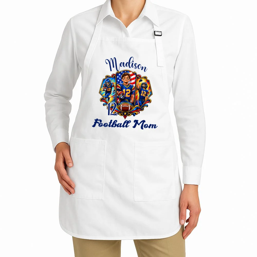 Personalized Football Championship Spirit Graphic -  Custom Name & Number Design Apron - Front 1