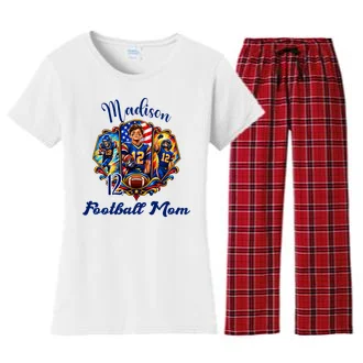Personalized Football Championship Spirit Graphic -  Custom Name & Number Design Women's Flannel Pajama Set Front