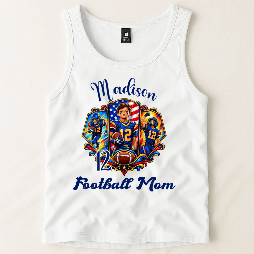 Personalized Football Championship Spirit Graphic -  Custom Name & Number Design Men's Tank Top - Front 1