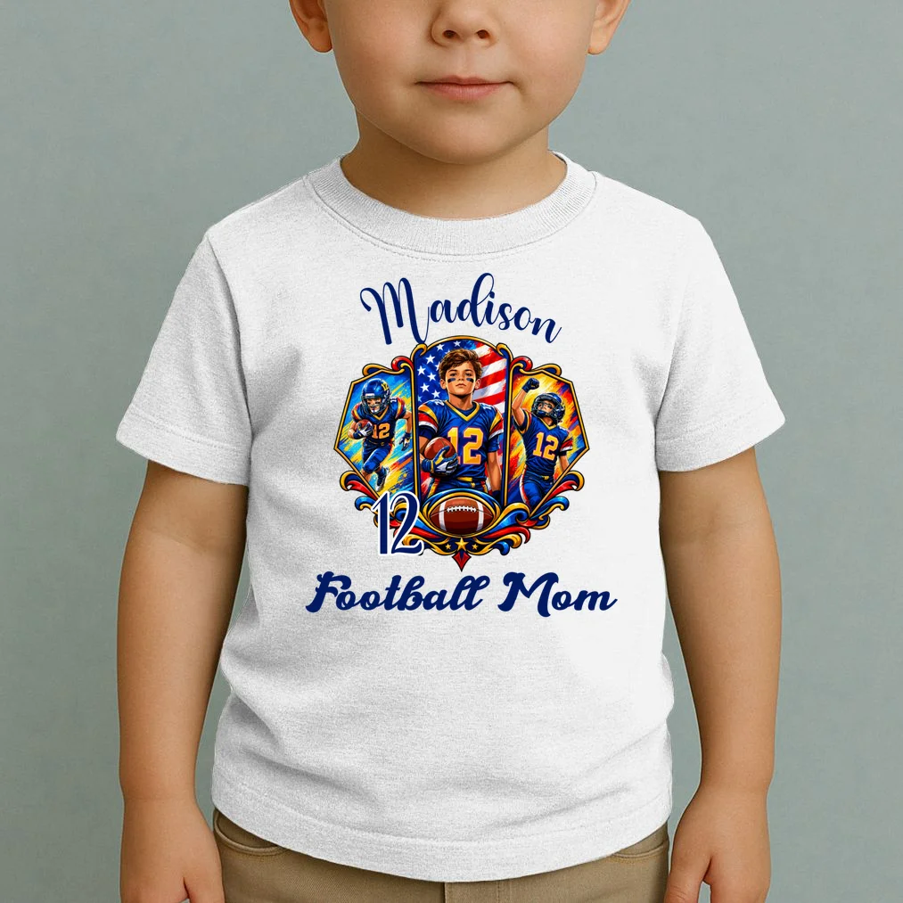 Personalized Football Championship Spirit Graphic -  Custom Name & Number Design Toddler T-Shirt - Front 1