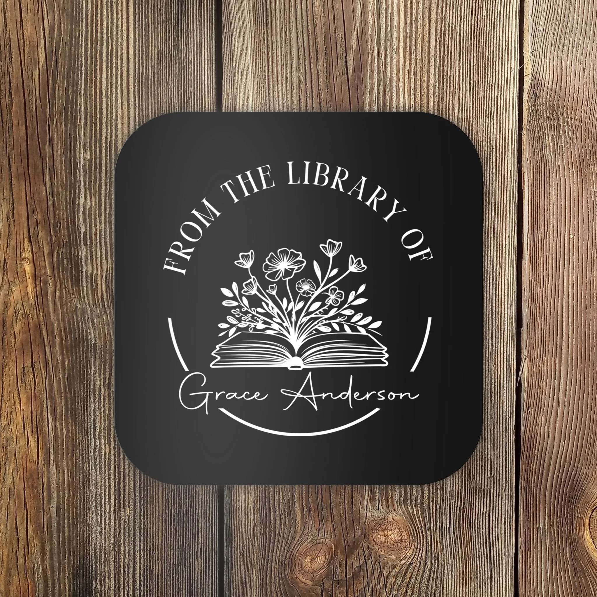 Personalized From the Library of Name Coaster - Front
