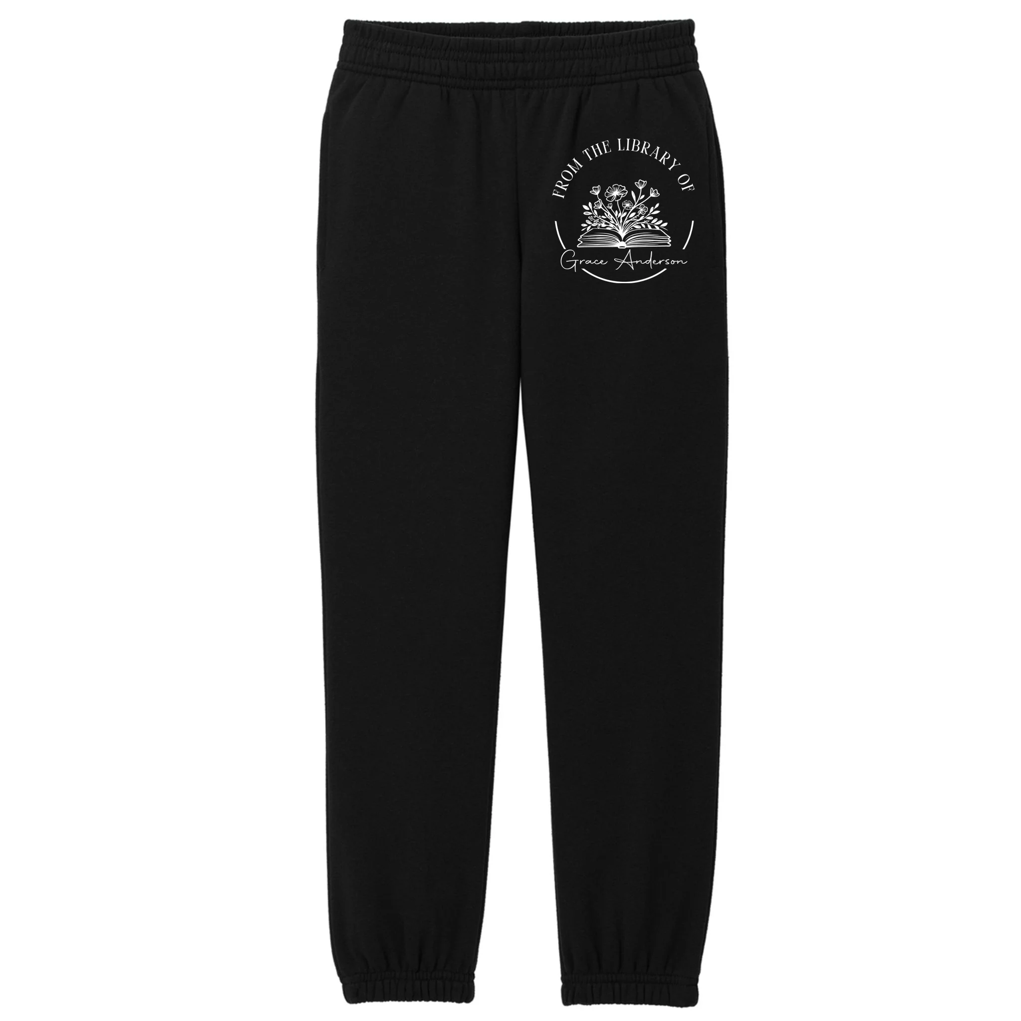 Personalized From the Library of Name Kids Fleece Sweatpants - Front