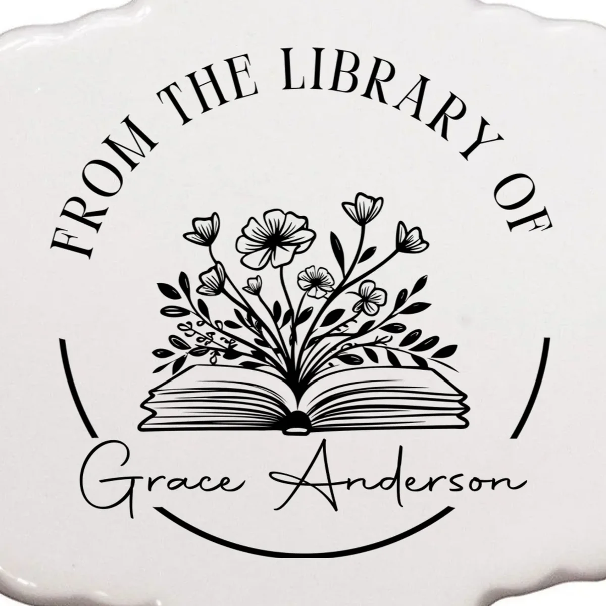 Personalized From the Library of Name Ornament - Front - Close-up